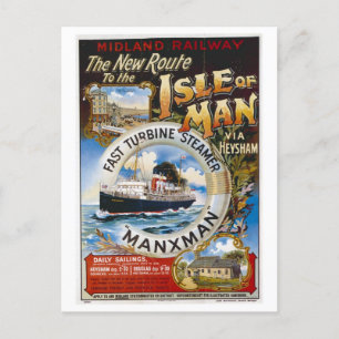 Insel Man, England, Reisen im Vintage-Stil Postkarte