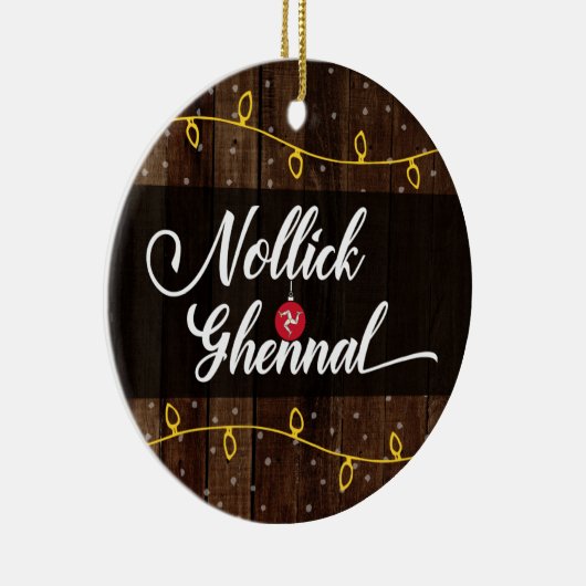 Insel Man Manx frohe Weihnachten, Nollick Ghennal Keramik Ornament (Rechts)