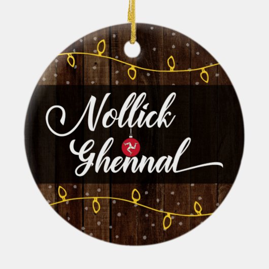 Insel Man Manx frohe Weihnachten, Nollick Ghennal Keramik Ornament (Hinten)