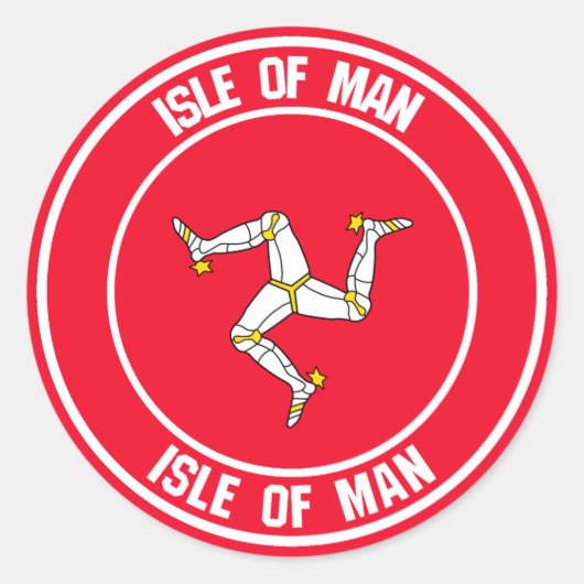 Insel Man Round Emblem Runder Aufkleber (Vorderseite)