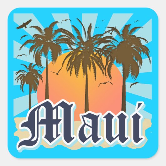 Insel Maui Hawaii Souvenir Quadratischer Aufkleber (Vorderseite)