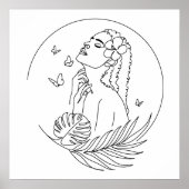 Insel Muse - Tropical Feminical Line Art Poster (Vorne)