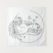 Insel Muse - Tropical Feminical Line Art Wandteppich (Vorderseite (Horizontal))