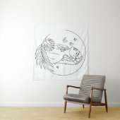 Insel Muse - Tropical Feminical Line Art Wandteppich (Beispiel (Horizontal))