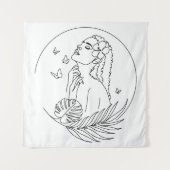 Insel Muse - Tropical Feminical Line Art Wandteppich (Vorderseite)