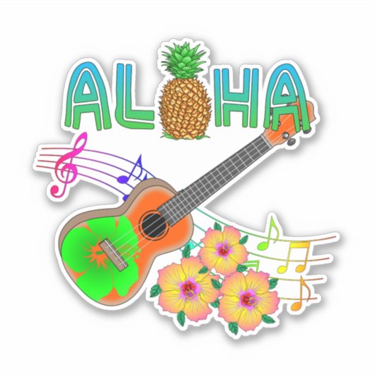 Insel-MusikUkulele Aloha Aufkleber (Vorderseite)
