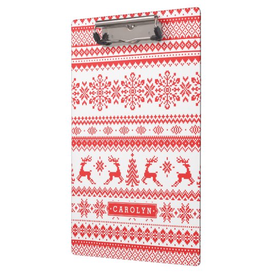 Insel-Mustermonogramm der Weihnachtsstrickjacke Klemmbrett (Links)