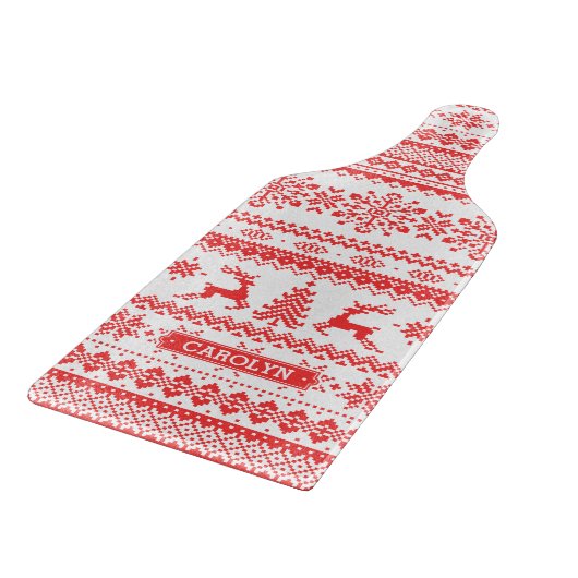 Insel-Mustermonogramm der Weihnachtsstrickjacke Schneidebrett (Ecke)