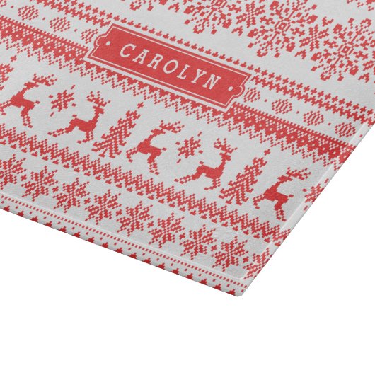 Insel-Mustermonogramm der Weihnachtsstrickjacke Schneidebrett (Ecke)