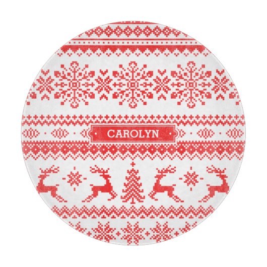 Insel-Mustermonogramm der Weihnachtsstrickjacke Schneidebrett (Vorderseite)