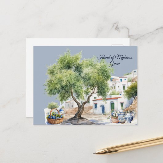Insel Mykonos, Griechenland Postkarte (Vorderseite/Rückseite Beispiel)