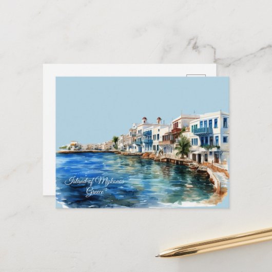 Insel Mykonos, Griechenland Postkarte (Vorderseite/Rückseite Beispiel)