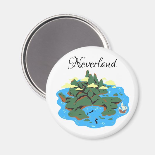 Insel Neverland mit Meerjungfrauen und Piratenschi Magnet (Vorderseite/Rückseite)