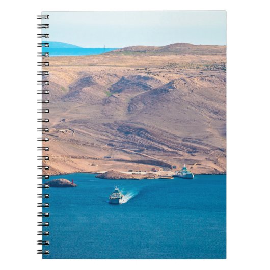 Insel Pag Steinwüste und Blick auf den Fährhafen, Notizblock (Vorderseite)