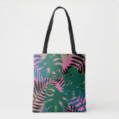Insel Palm Green Pink Schwarze Tasche große Tasche (Vorderseite)