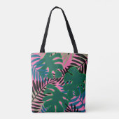Insel Palm Green Pink Schwarze Tasche große Tasche (Rückseite)