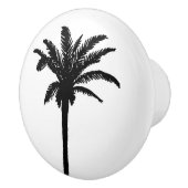 Insel-Palme-Silhouette in Schwarzweiss Keramikknauf (Rechts)
