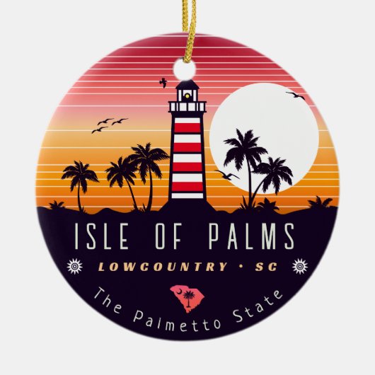 Insel Palms Leuchtturm SC Retro Sunset Souvenirs Keramik Ornament (Vorne)