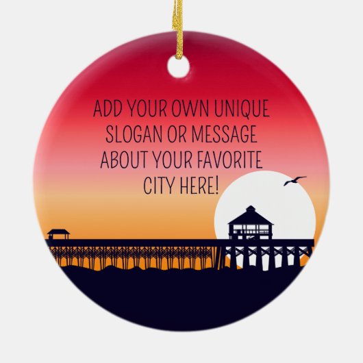 Insel Palms Leuchtturm SC Retro Sunset Souvenirs Keramik Ornament (Hinten)