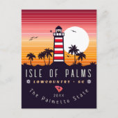 Insel Palms Leuchtturm SC Retro Sunset Souvenirs Postkarte (Vorderseite)
