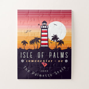 Insel Palms Leuchtturm SC Retro Sunset Souvenirs Puzzle