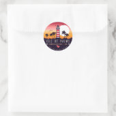 Insel Palms Leuchtturm SC Retro Sunset Souvenirs Runder Aufkleber (Tasche)
