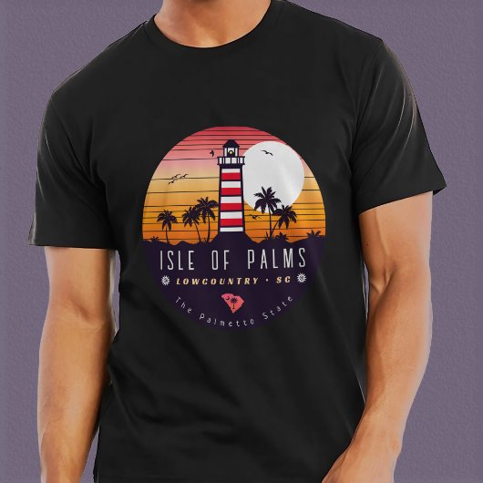 Insel Palms Leuchtturm SC Retro Sunset Souvenirs T-Shirt