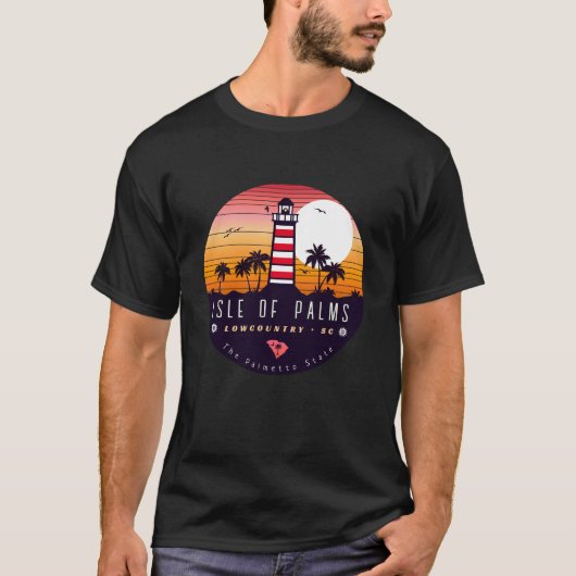 Insel Palms Leuchtturm SC Retro Sunset Souvenirs T-Shirt (Vorderseite)