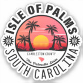 Insel Palms SC Retro Sunset Souvenirs 60er Aufkleber (Vorderseite)