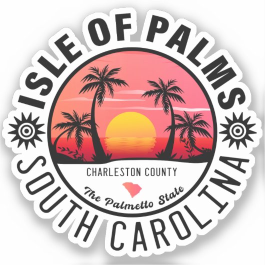 Insel Palms SC Retro Sunset Souvenirs 60er Aufkleber (Vorderseite)