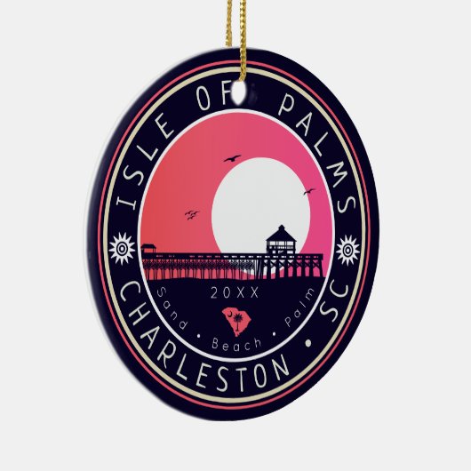 Insel Palms SC Retro Sunset Souvenirs 80er Keramik Ornament (Rechts)