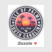 Insel Palms South Carolina Retro Sunset Souvenir Aufkleber (Blatt)