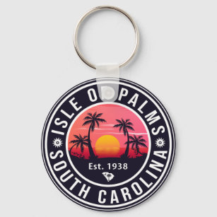 Insel Palms South Carolina Retro Sunset Souvenir Schlüsselanhänger