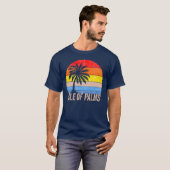 Insel Palms Vintager Sonnenuntergang T-Shirt (Vorne ganz)