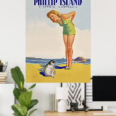 Insel Philip, Australien, Mädchen mit Pinguin Poster (Heimbüro)