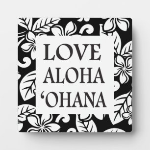 INSEL-PLUMERIA-MUSTER SCHWARZ - OHANA FOTOPLATTE