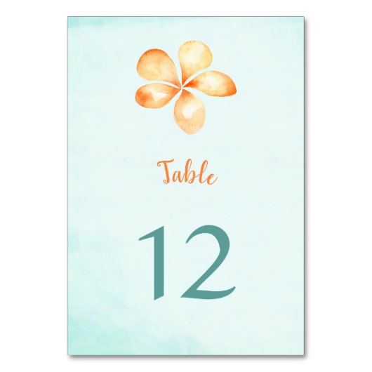 Insel Plumeria Tischnummer Cards (Vorderseite)