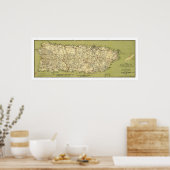 Insel Puerto Rico Karte 1900 Poster (Küche)