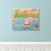 Insel Sailboat Leinwanddruck (Insitu (Holzboden))