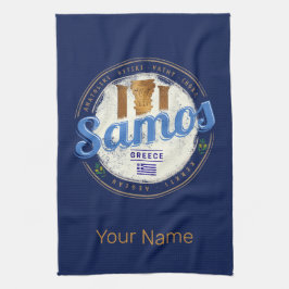 Insel Samos in Griechenland Retro Vintager Urlaub Geschirrtuch