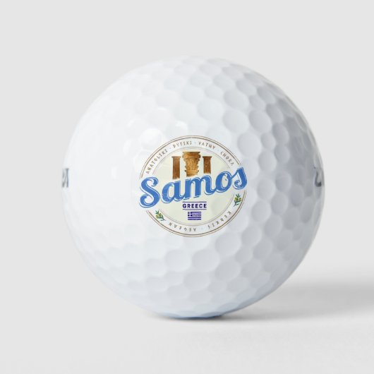 Insel Samos in Griechenland Retro Vintager Urlaub Golfball (Vorderseite)