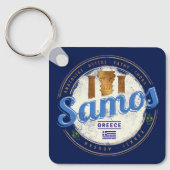 Insel Samos in Griechenland Retro Vintager Urlaub Schlüsselanhänger (Vorderseite)