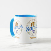 Insel Samos in Griechenland Retro Vintager Urlaub Tasse (Vorderseite Links)
