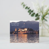 Insel San Giulio, Orta-See, Italien, bei Dämmerung Postkarte (Stehend Vorderseite)