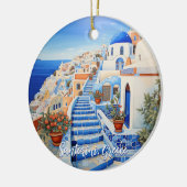 Insel Santorin Illustration | Art der Reise Keramik Ornament (Links)