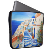 Insel Santorin Illustration | Art der Reise Laptopschutzhülle (Vorne Rechts)