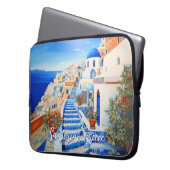 Insel Santorin Illustration | Art der Reise Laptopschutzhülle (Vorderseite Links)
