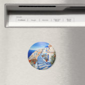 Insel Santorin Illustration | Art der Reise Magnet (In Situ (Geschirrspüler))