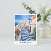 Insel Santorin Illustration | Art der Reise Postkarte (Stehend Vorderseite)