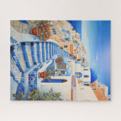 Insel Santorin Illustration | Art der Reise Puzzle (Horizontal)
